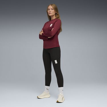 T-shirt Puma Textured Long-Sleeved Crew Neck Top with Zipper Chest Pocket, PUMA x SAYSKY Bourgogne | 660240_90, 2