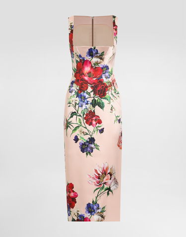 Klä Dolce & Gabbana Dolce & Gabbana Satin Sheath Midi Dress with Floral Print Rosa | F6TTYTFSIB5H25PR, 0