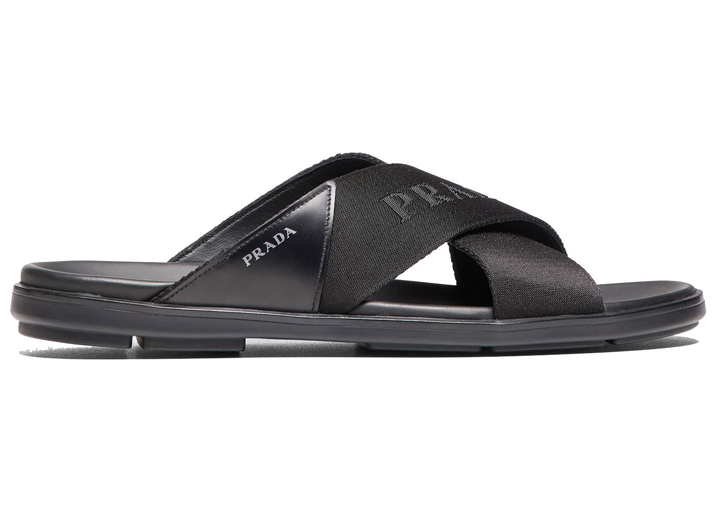Sneakers och skor Prada Nylon Tape Crisscross Slides Black Leather (Men's) Svart | 2X3032_3L74_F0002, 0