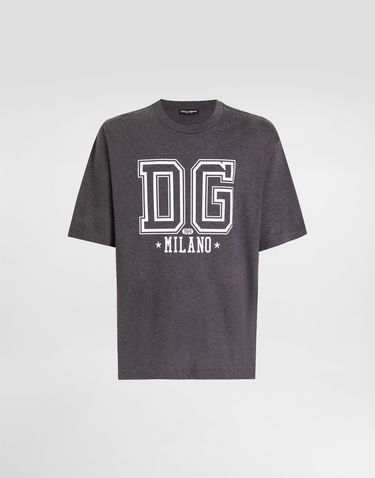 T-shirt Dolce & Gabbana Cotton T-shirt with DG MILANO 984 Print Grå | G8PN9TG7PLQS8292, 0