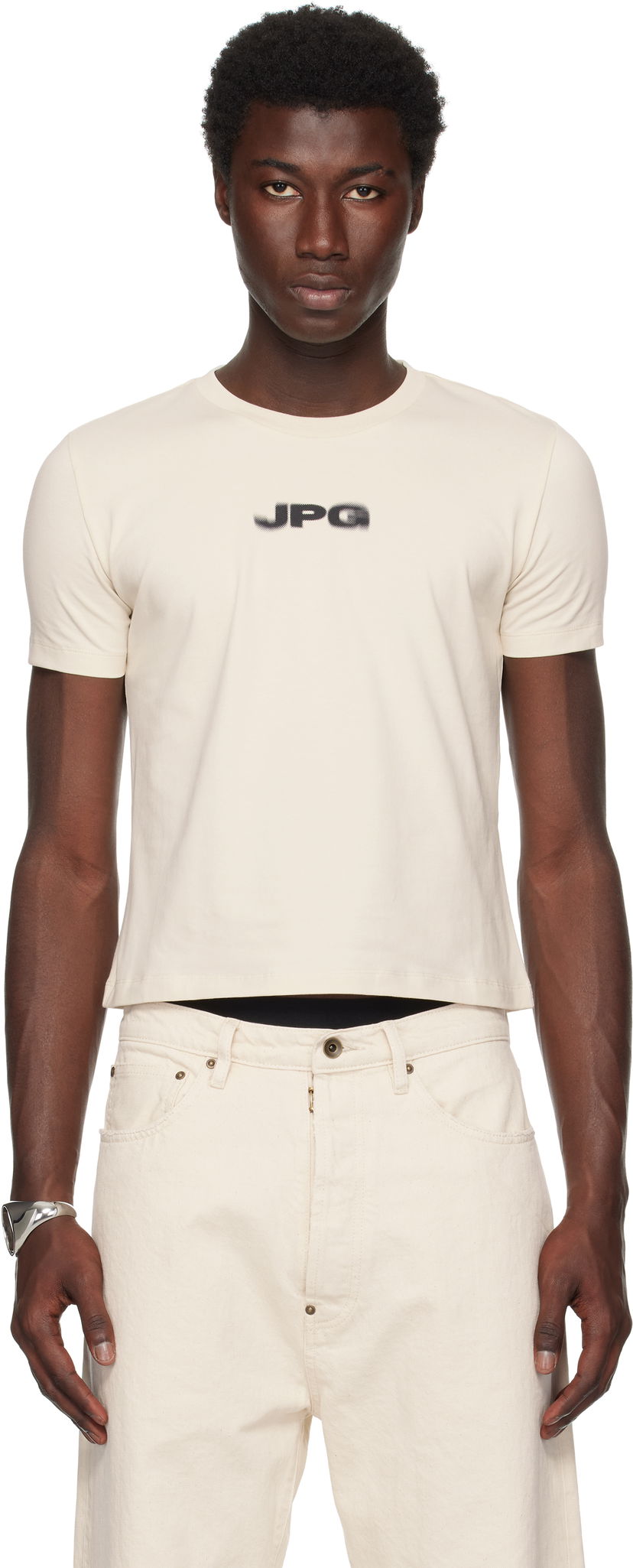 T-shirt Jean Paul Gaultier Jean Paul Gaultier 'The JPG' Baby Tee Beige | 25/03-W-TO300-J002-6900