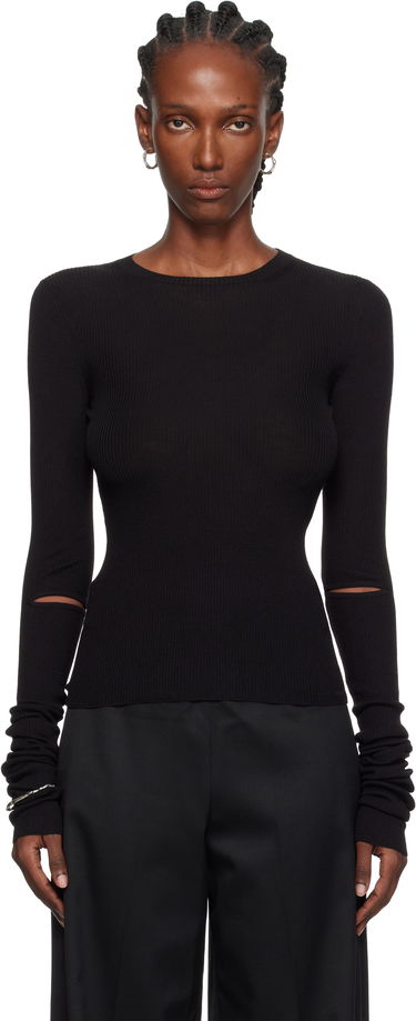Sweater Ann Demeulemeester Ann Demeulemeester Lyell Elbow Cutout Fitted Sweater Svart | 2520-W-KN02-KN043-099, 0