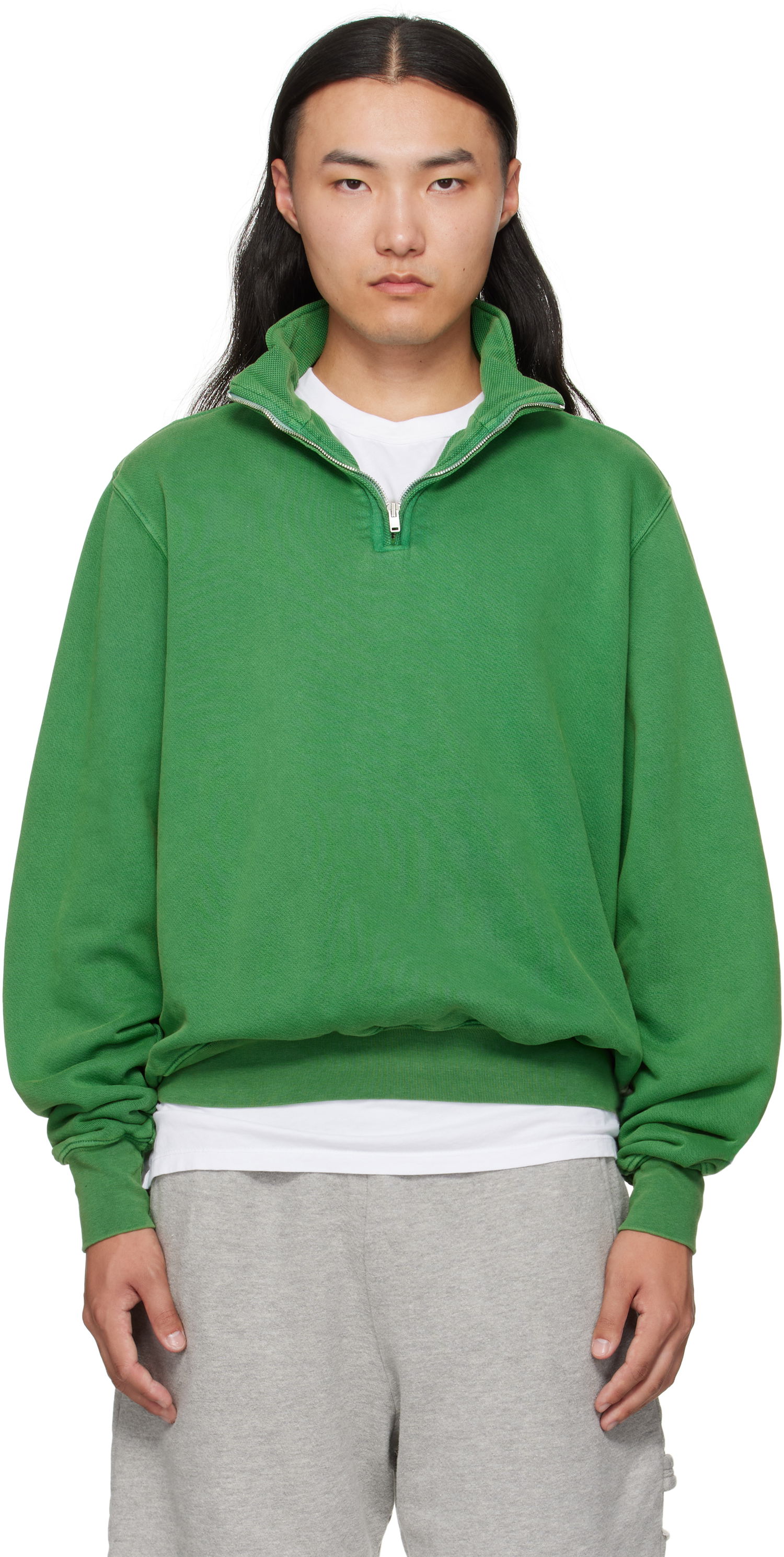 Sweatshirt LES TIEN Les Tien Heavyweight Banded Yacht Sweatshirt Grön | CF-1114-PD, 0