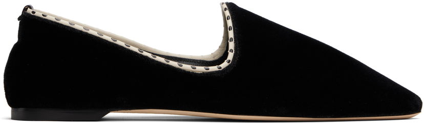 Kläder TOTEME TOTEME Velvet Venetian Slippers Svart | 252-WAS0224-FB0420