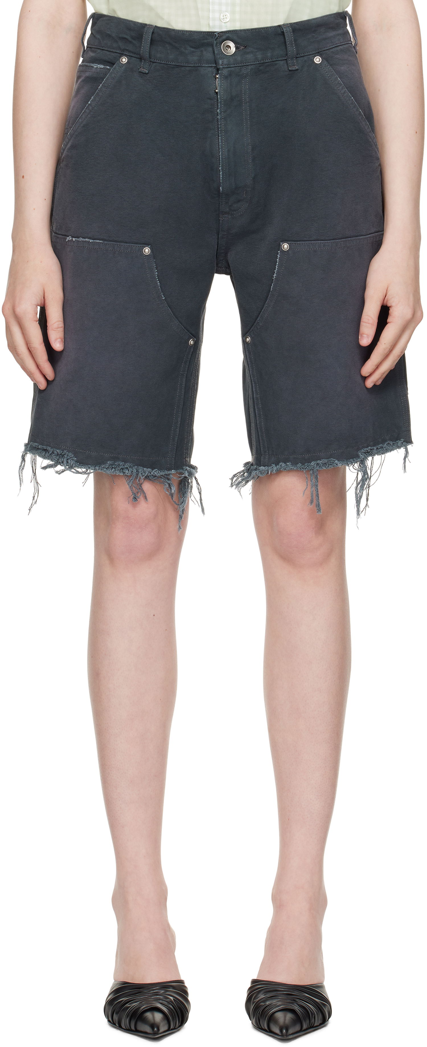 Shorts Maison Margiela Maison Margiela Studded Denim Shorts Grå | S50MU0087 M35255, 0