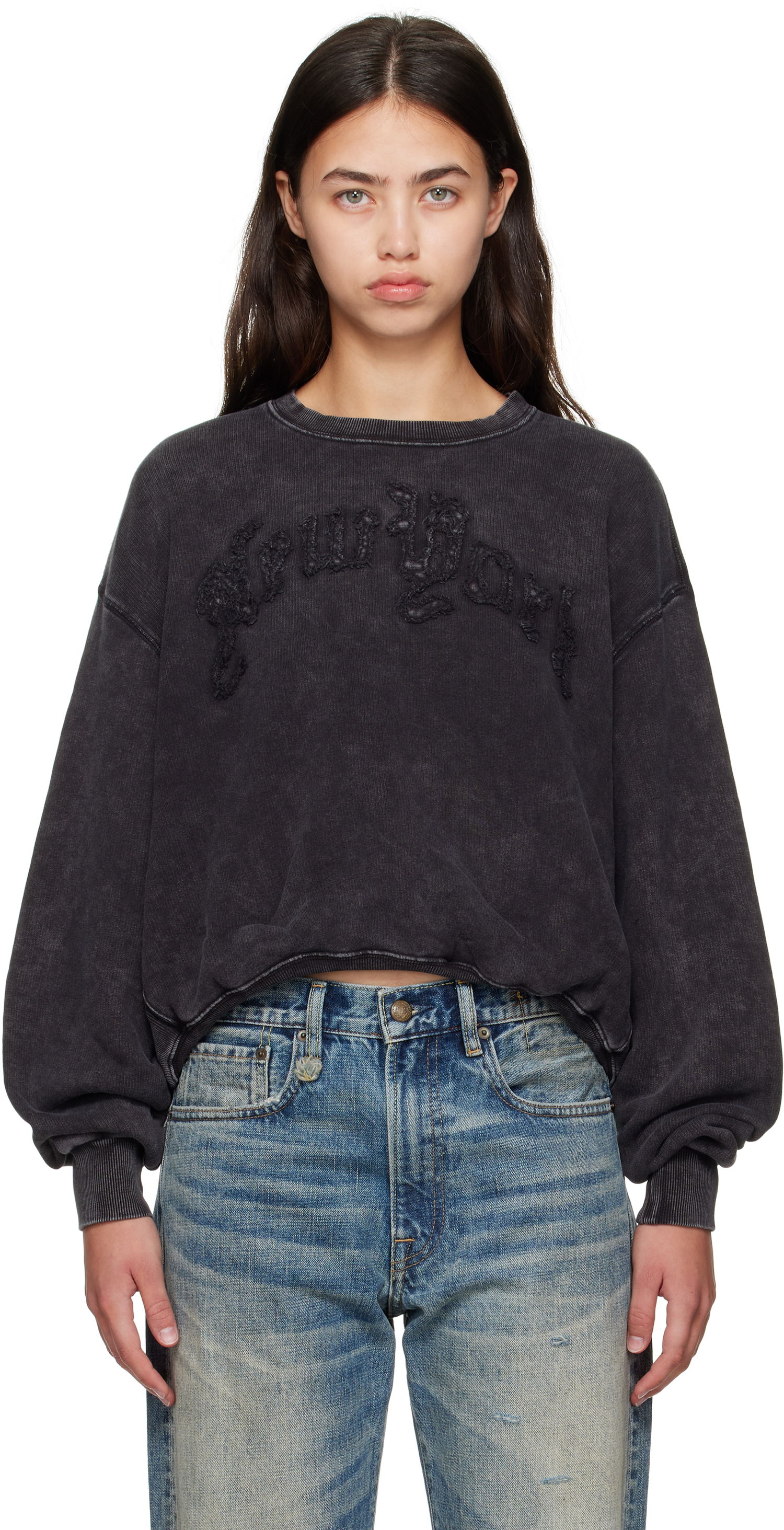 Sweatshirt R13 R13 'New York' Balloon Crewneck Sweatshirt Svart | R13WK260-K001O, 0