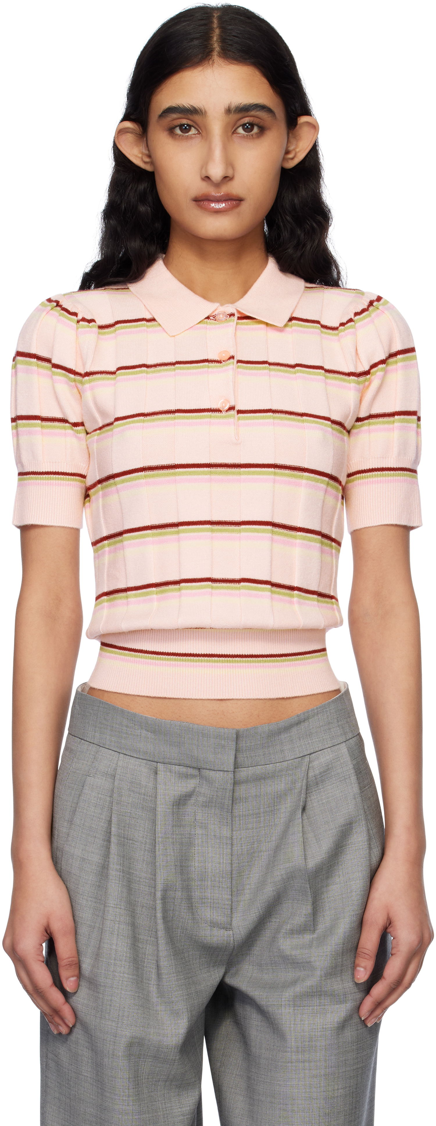 Polotröja GUIZIO Guizio Mateo Striped Polo Rosa | S25110S047, 0