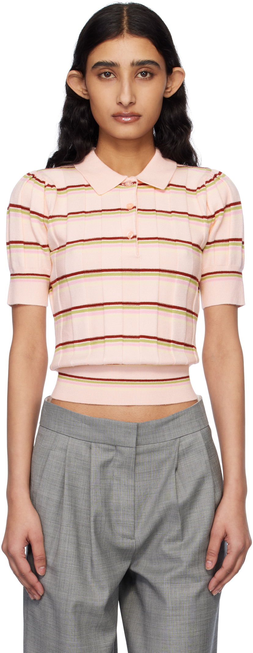 Polotröja GUIZIO Guizio Mateo Striped Polo Rosa | S25110S047