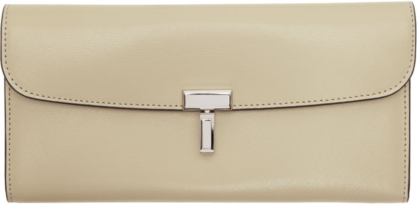 Plånbok TOTEME TOTEME T-Lock Leather Wallet Beige | 251-WAM0041-LE0025