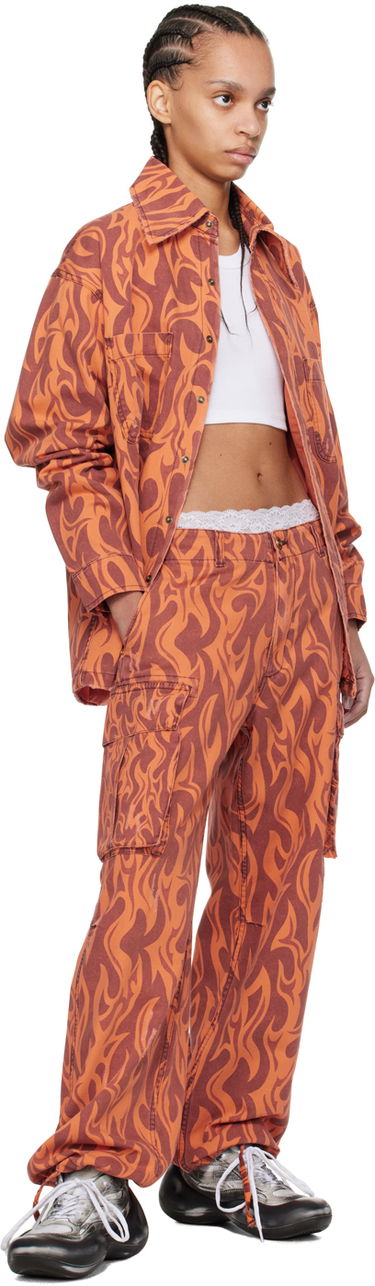Cargo byxor ERL Flame Print Cargo Pants Orange | ERL08P006, 3
