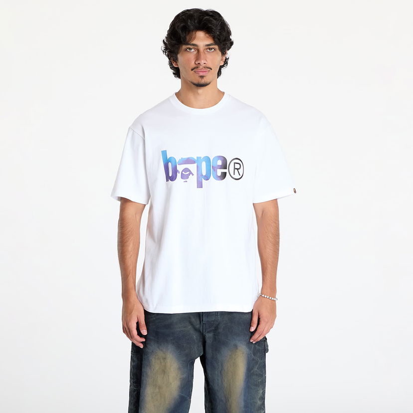 T-shirt BAPE Tie Dye Bape Logo Tee White/ Black Vit | 001TEK801034M WH2