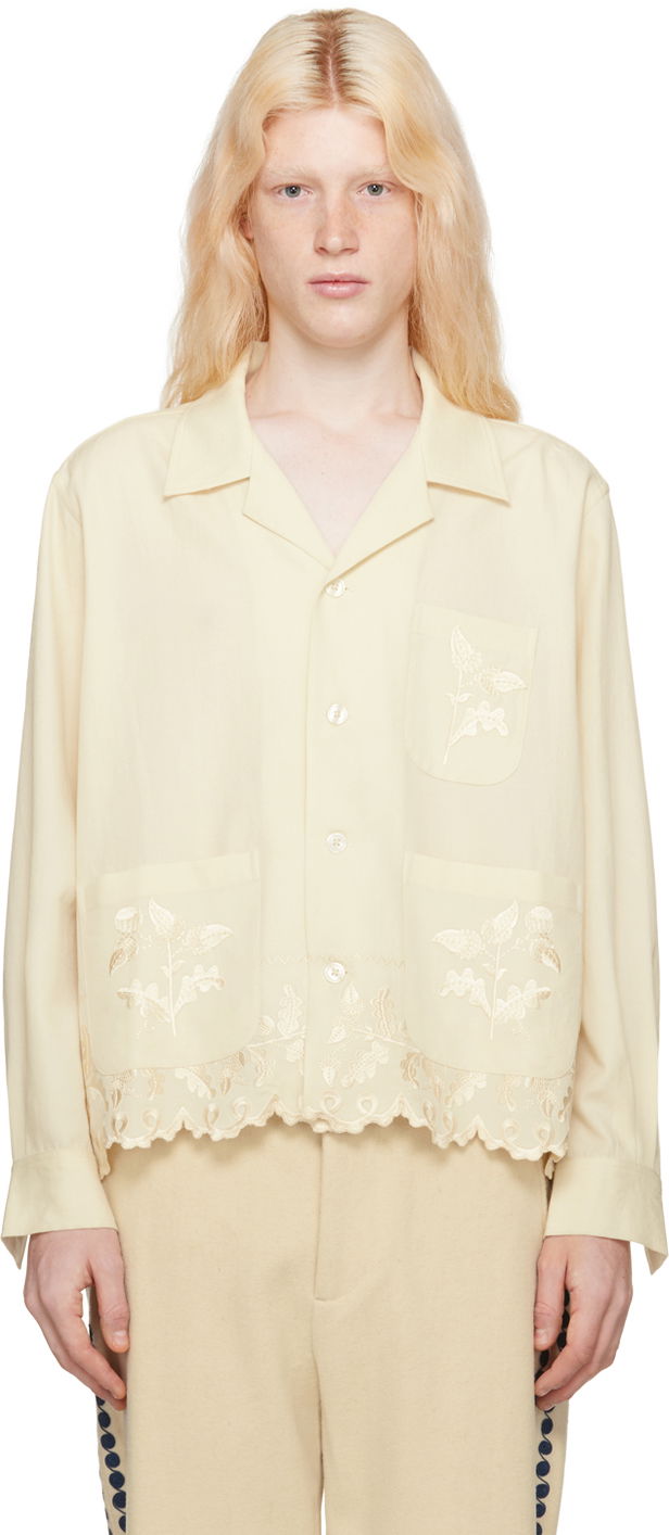 Skjorta Bode Scalloped Acorn Shirt "Off-White" Beige | MRF23SH033