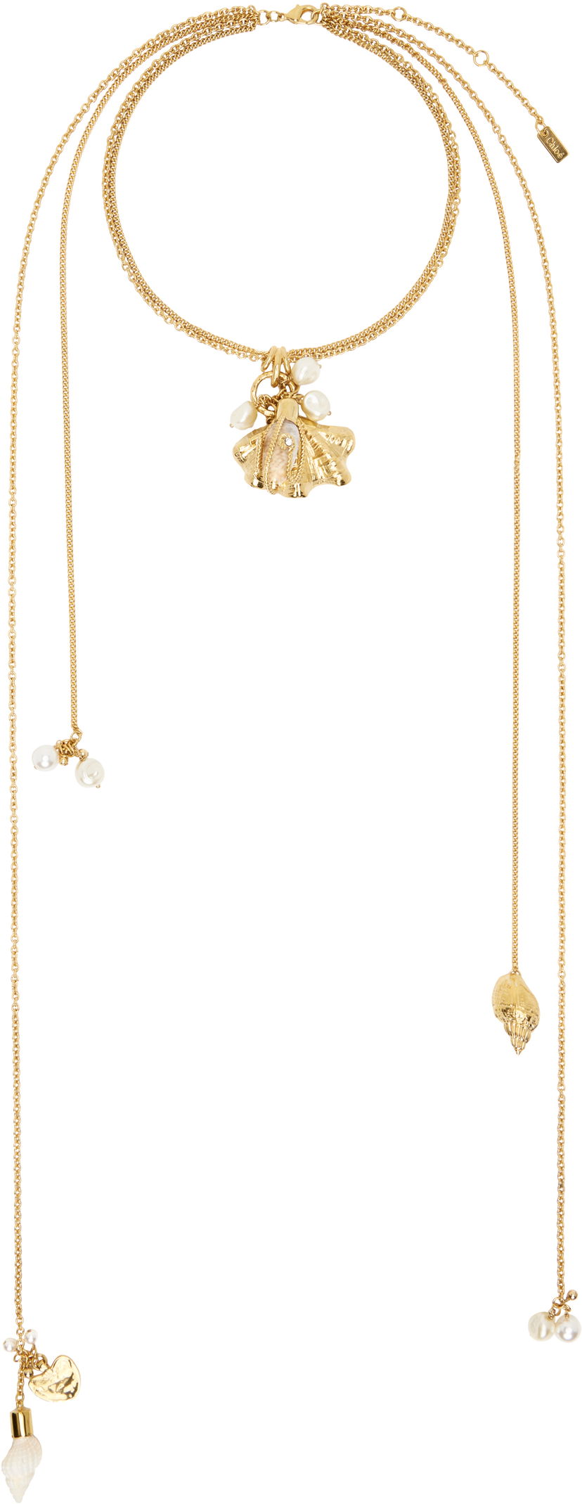 Halsband CHLOÉ Chloé 'The Chloe Shells Scarf' Long Gold Necklace Metallisk | CHC25UFO46SRP