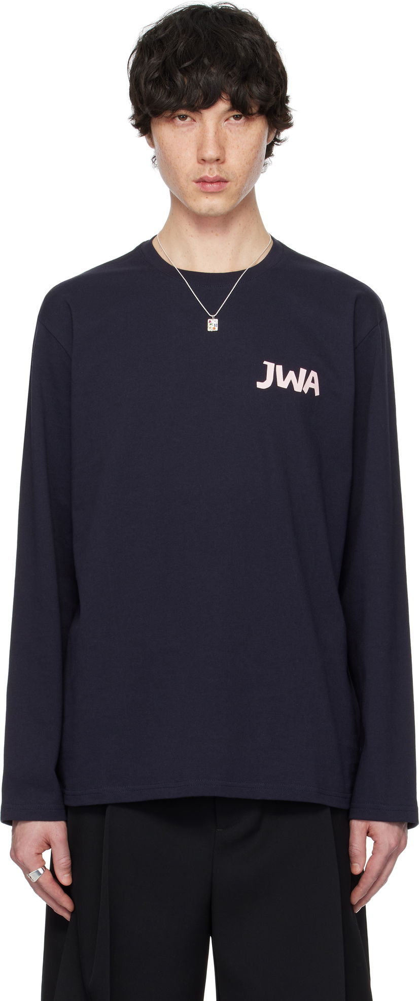 T-shirt JW Anderson JW Anderson 'JWA' Long Sleeve T-Shirt Mörkblå | JT0281-PG1510