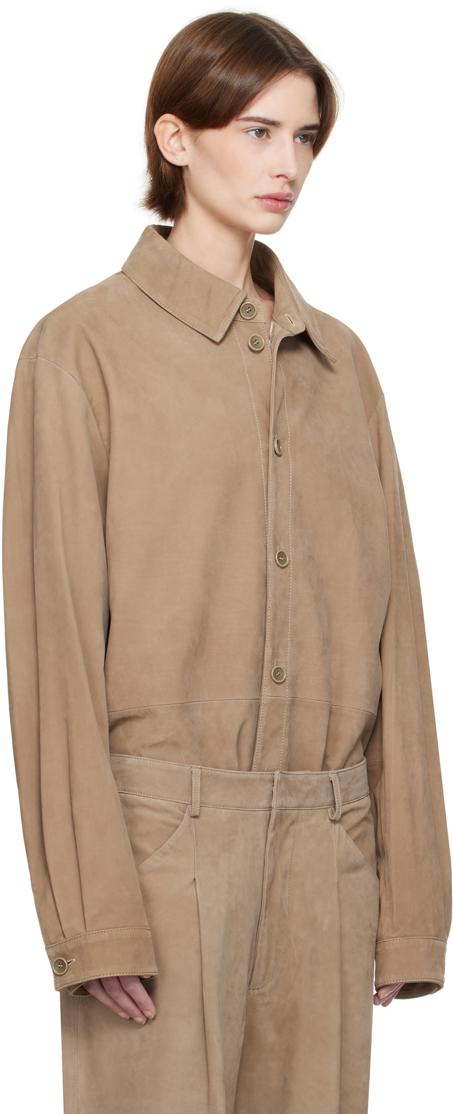Skjorta Entire Studios Entire Studios Recurrent Suede Overshirt Beige | ES2673SS, 1