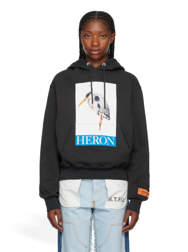 Sweatshirt HERON PRESTON Bird Painted Hoodie Svart | HWBB024F23JER0021046