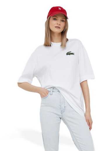 T-shirt Lacoste Loose Fit Large Crocodile Organic Cotton T-shirt Vit | TH0062