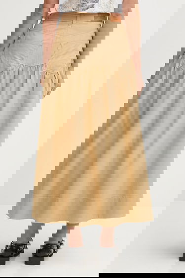 Kjol GANNI GANNI Classic Summer Suiting Maxi A-Line Skirt Beige | W0620, 2