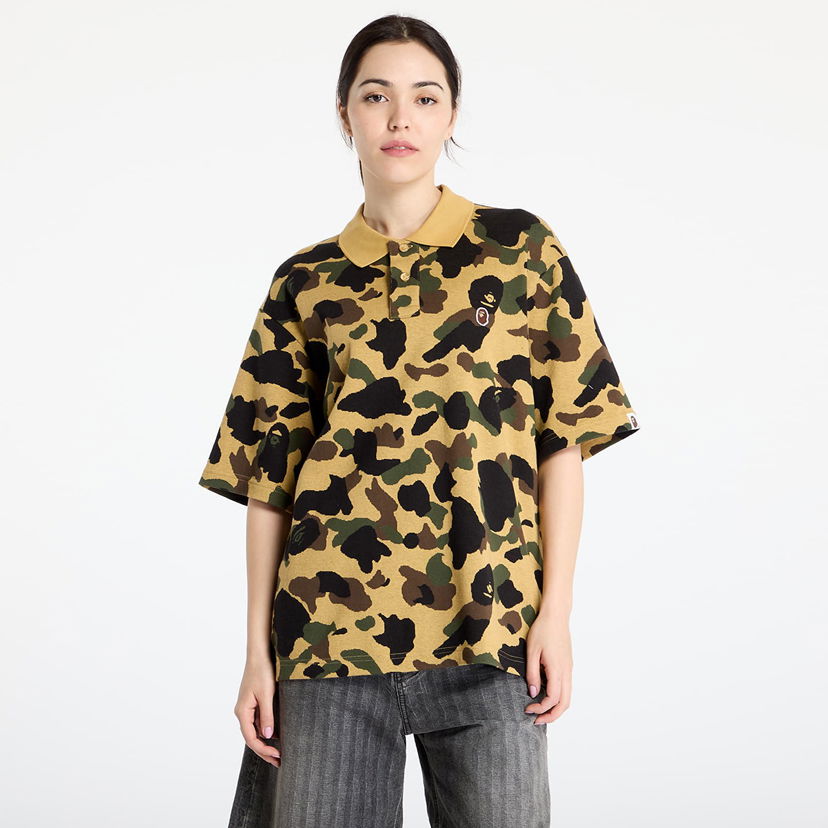 Polotröja BAPE A BATHING APE 1St Camo Jacquard Relaxed Fit Polo Shirt Gul | 001POL301303MYEL