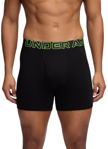 Boxare Under Armour Performance Cotton Boxer Briefs, 6-Inch Inseam, 3-Pack Svart | 1383889-004, 3