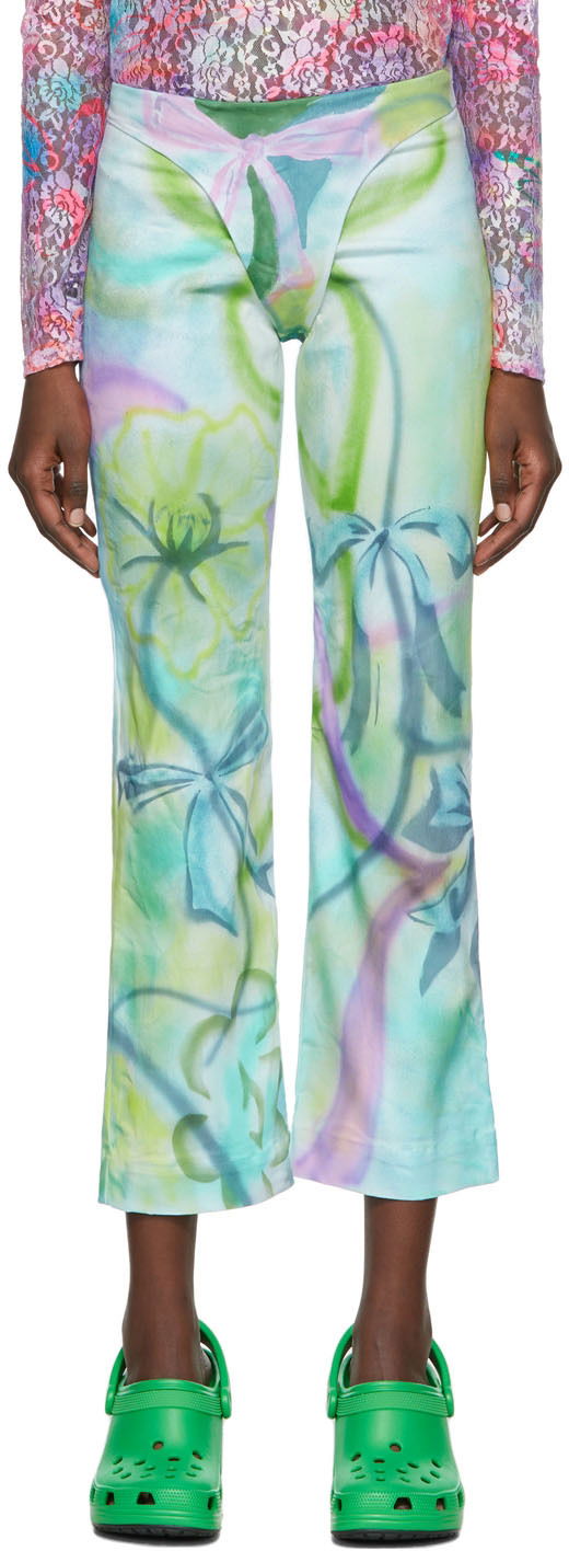 Byxor Collina Strada Collina Strada Printed Cotton Cropped Trousers Flerfärgad | XX6397 RECYCLED COTTON