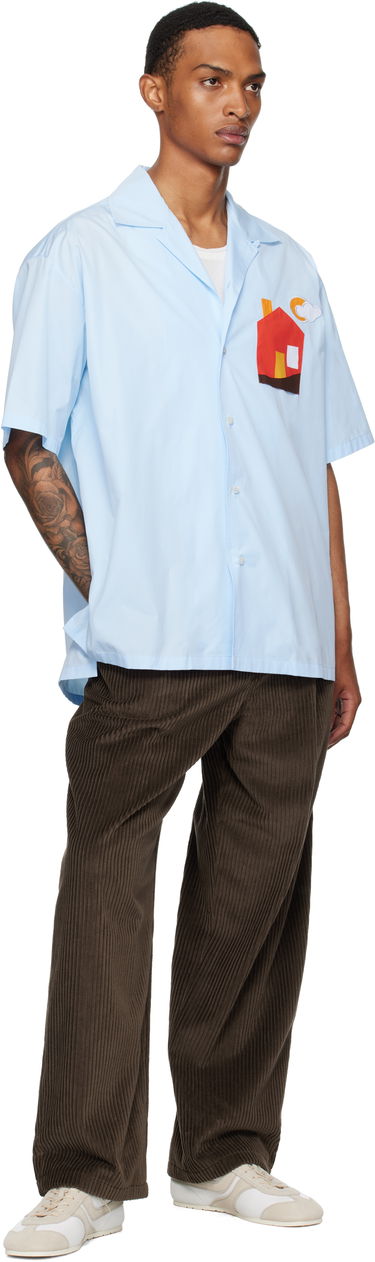 Skjorta Moschino Moschino Poplin House Appliqué Shirt Blå | 252ZZ020752351293, 3