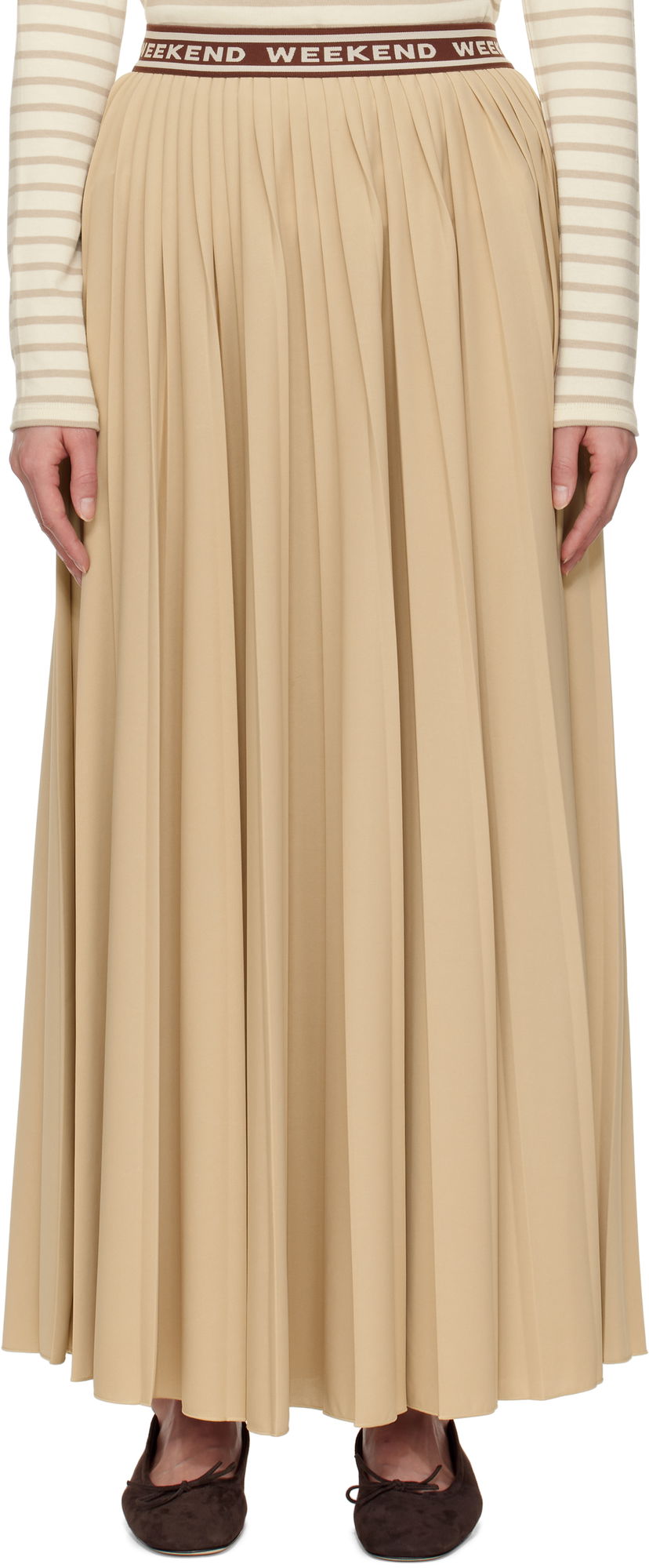 Kjol Max Mara Weekend Max Mara Bleu Pleated Maxi Skirt Beige | 2515771031600