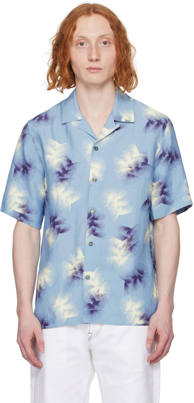 Skjorta Paul Smith Paul Smith Printed Resort Shirt Blå | M1R-905U-M02229-40