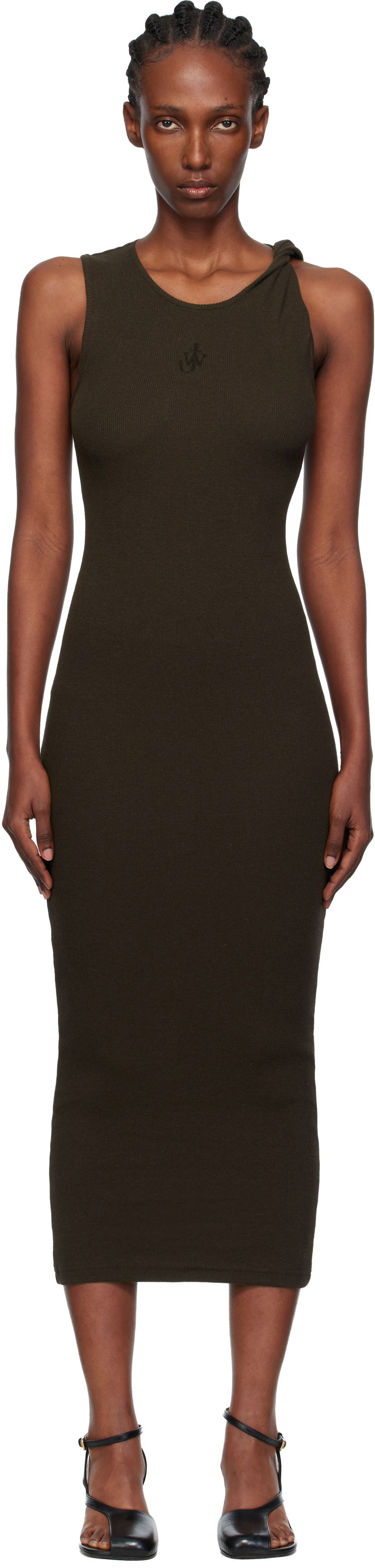 Klä JW Anderson JW Anderson Anchor Embroidery Twisted Strap Maxi Dress Brun | JD0043-PG1841