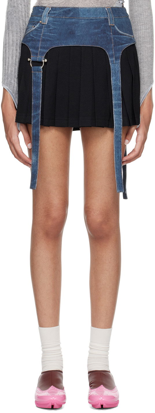 Kjol Andersson Bell Andersson Bell Trompe L'œil Pleated Miniskirt Svart | apa763w