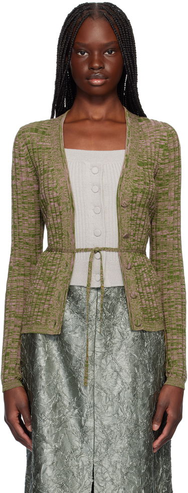 Sweater Dries Van Noten Dries Van Noten Rib-Knit Tie Cardigan Grön | 251-011229-1716, 0
