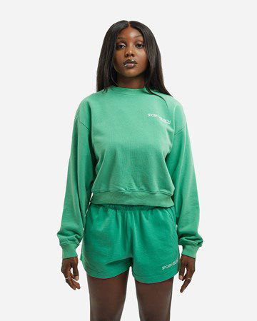 Sweatshirt Sporty & Rich Disco Cropped Crewneck Grön | CR474KE, 1