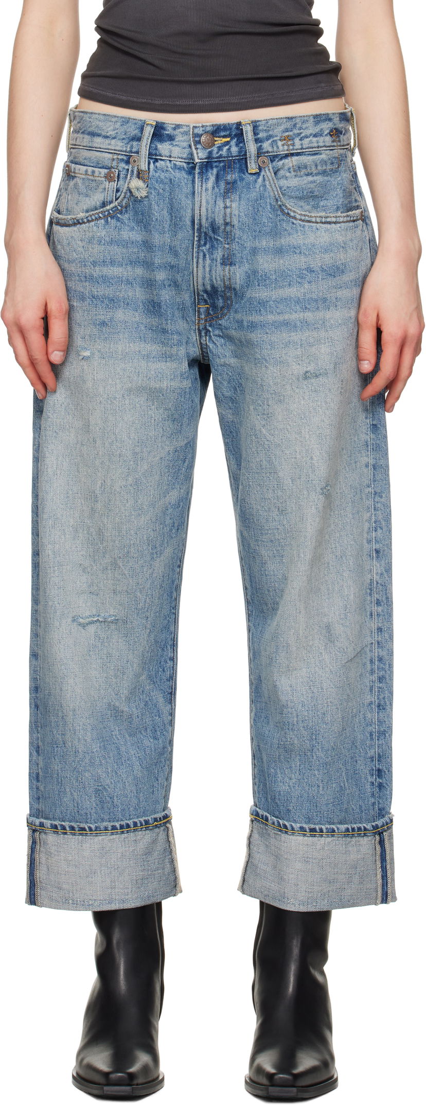 Jeans R13 R13 Cuffed X-Boyfriend Jeans Blå | R13WD111-D149D