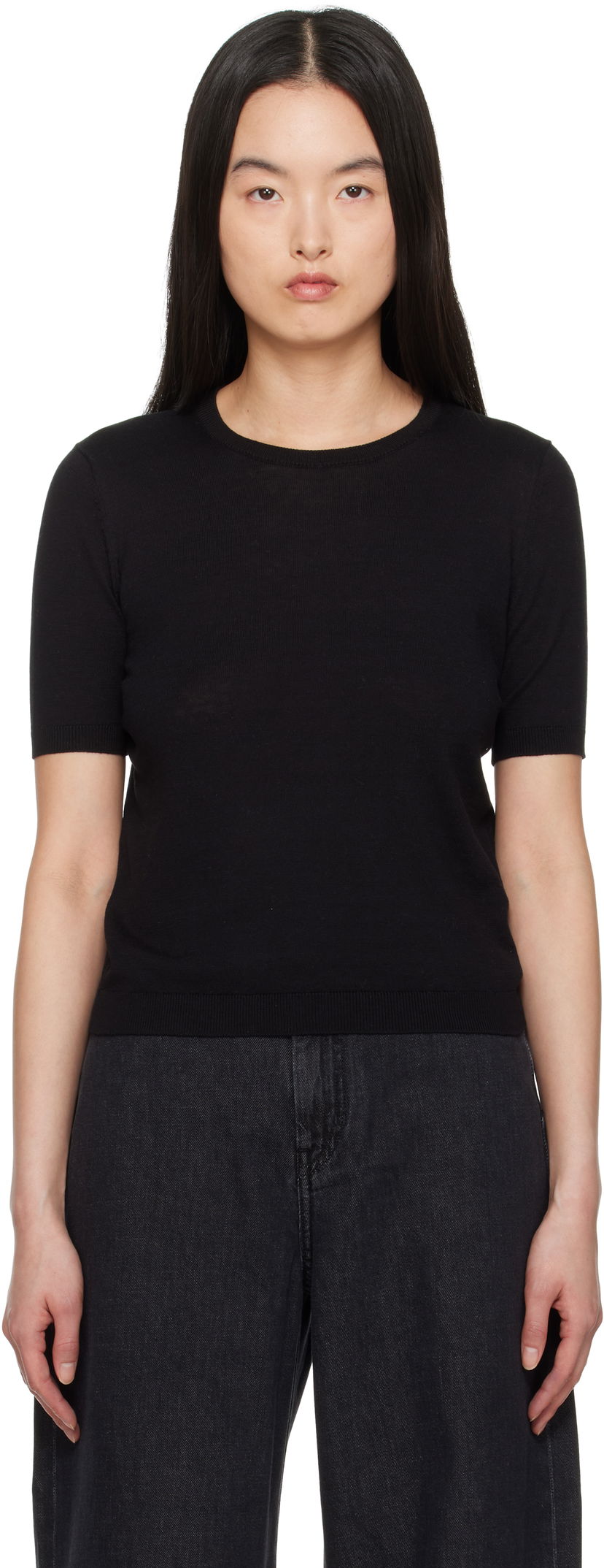 Sweater Max Mara Weekend Max Mara Zibetto Knit T-Shirt Svart | 2515361041600