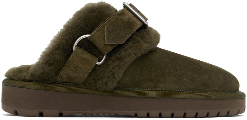Kläder Burberry Burberry Chubby Suede & Shearling Slippers Grön | 8092549