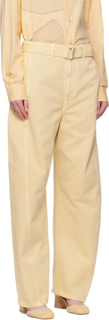Byxor LEMAIRE Lemaire Twisted Belted Trousers Gul | PA326 LD1045, 4