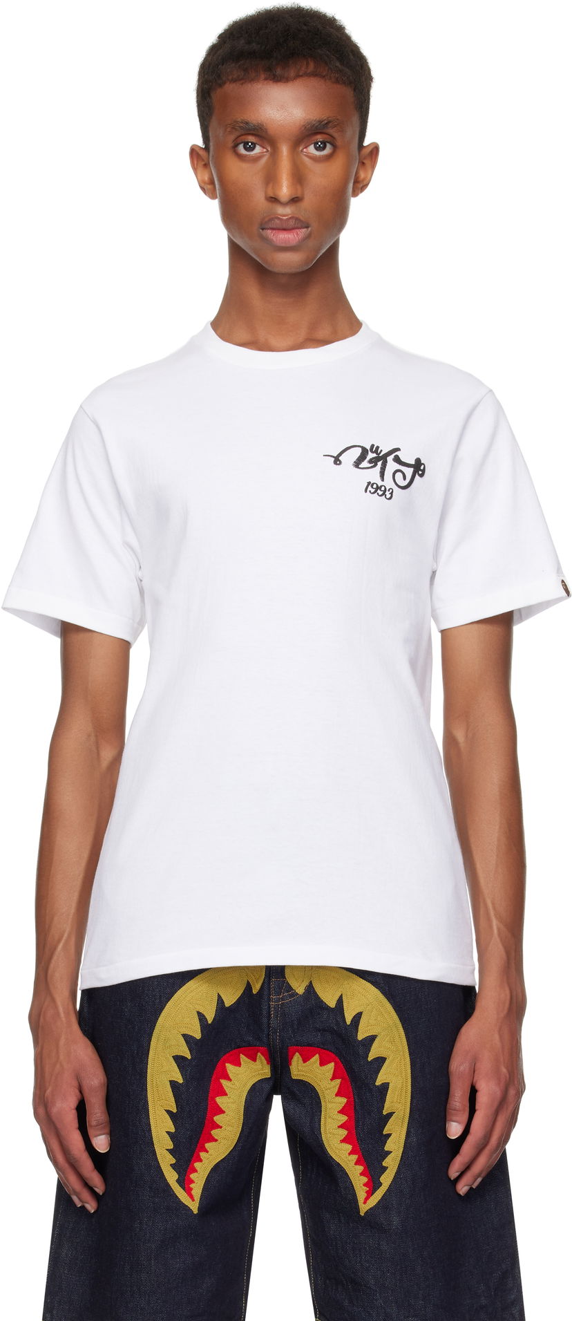 T-shirt BAPE Embroidery Style Logo T-shirt Vit | 001TEK801025M