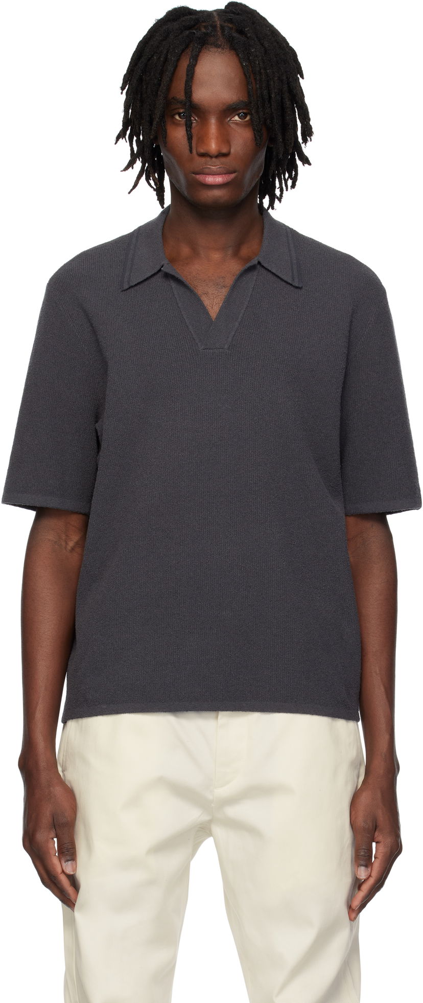 Polotröja rag & bone Rag & Bone Rib Knit Johnny Polo Grå | MBS25S035YF35