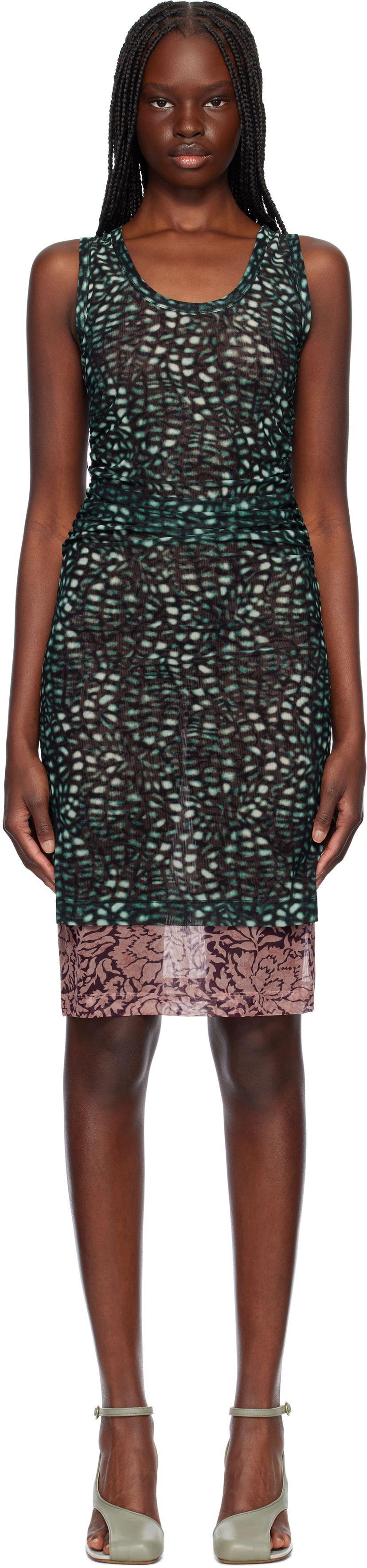 Klä Dries Van Noten Dries Van Noten Printed Midi Dress Grön | 251-011163-1619