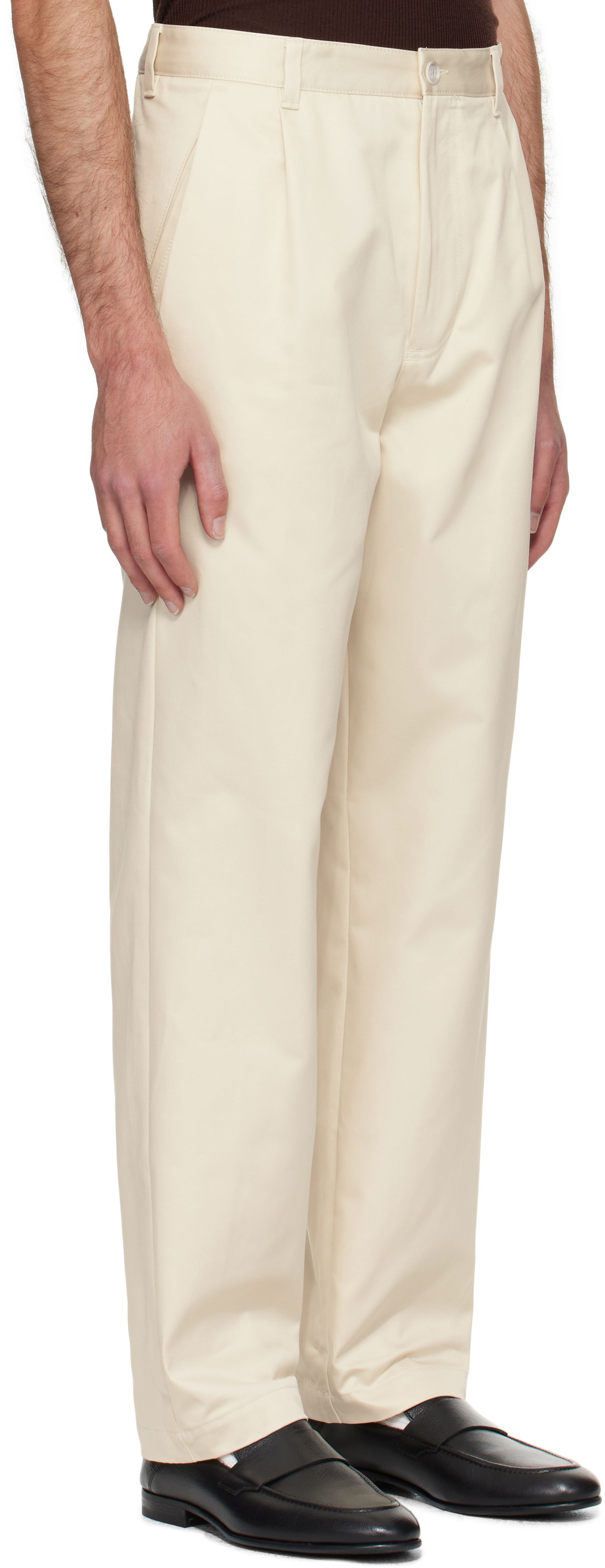 Byxor BOSS Relaxed-Fit Cotton Twill Trousers Vit | 50546924, 1