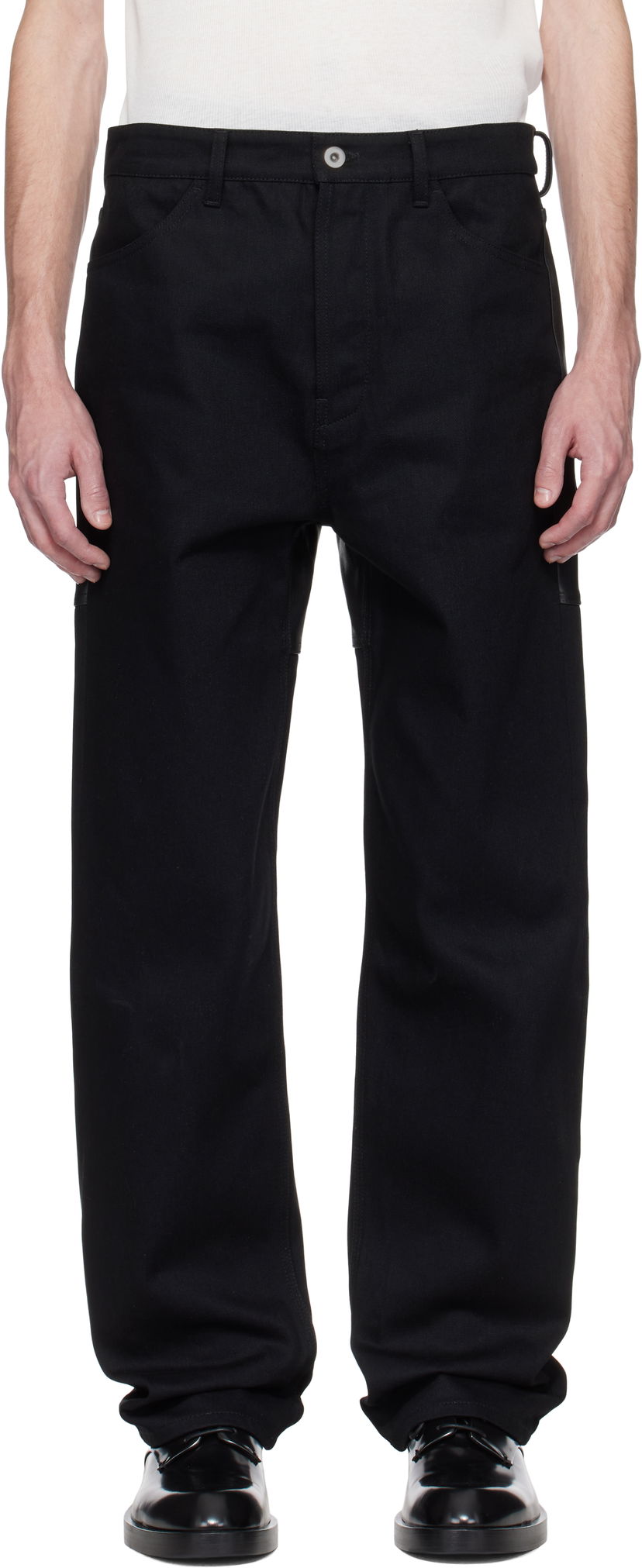 Cargo byxor Jil Sander Jil Sander Leather Jeans Svart | J22KA0267_J46655