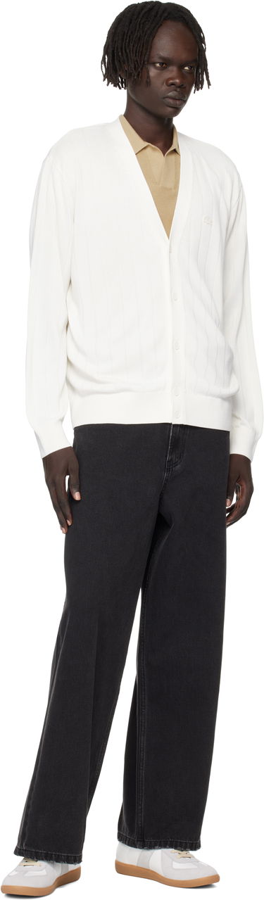 Sweater Lacoste Fluid Rib Knit Cardigan Vit | AH5338_70V, 3