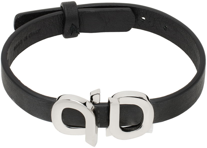 Armband FERRAGAMO Salvatore Ferragamo Gancini Leather Bracelet Svart | 771334