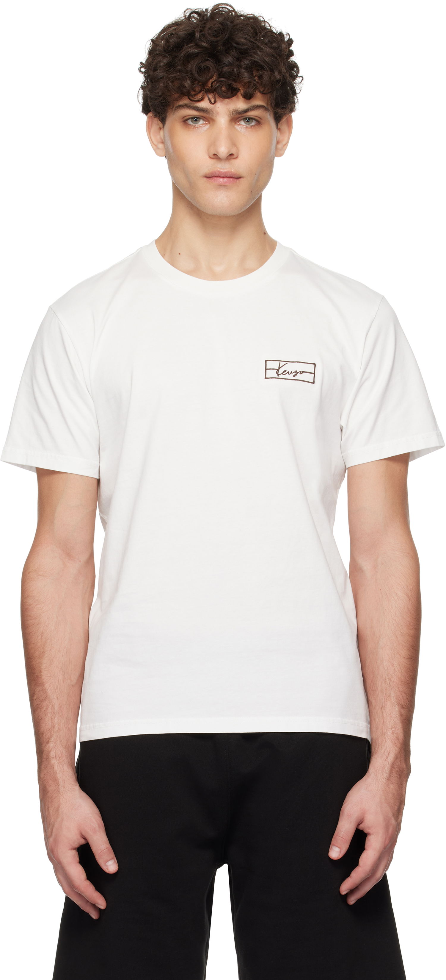 T-shirt KENZO Paris Weave Embroidered T-Shirt Vit | FF55TS5254SO, 0