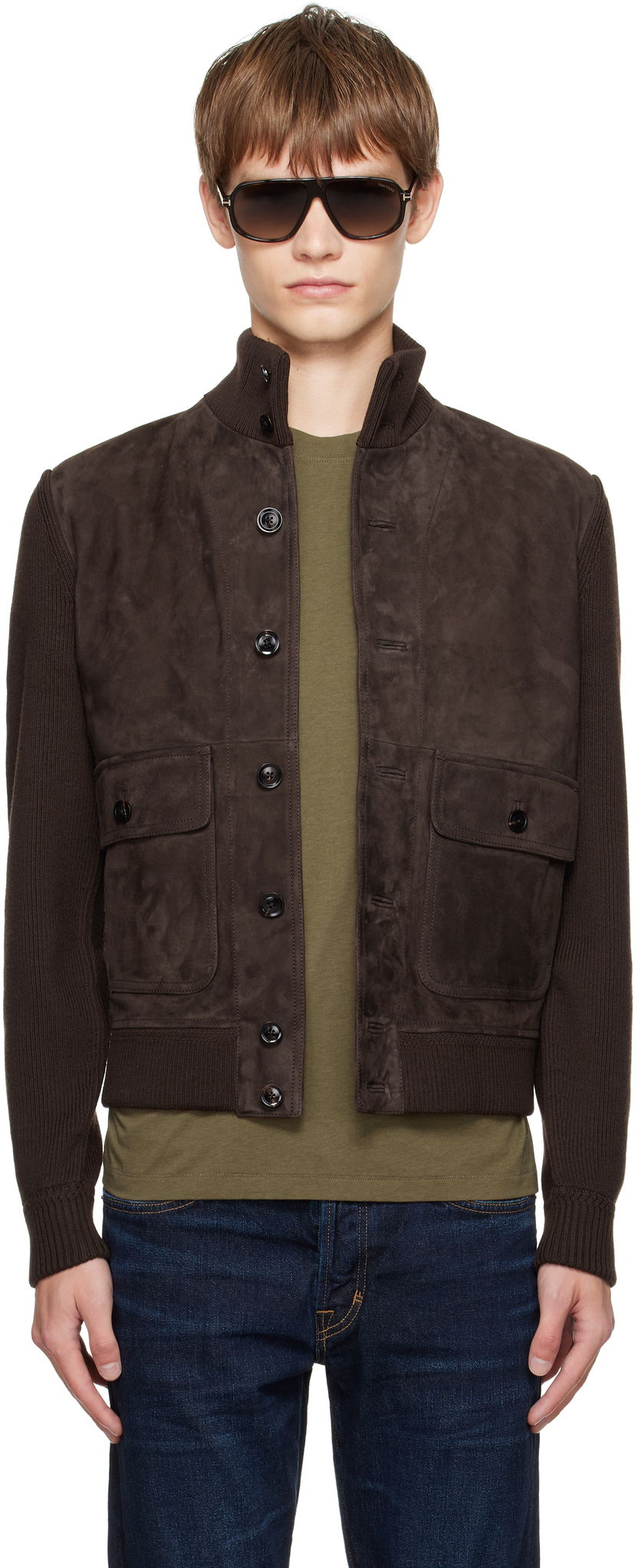 Jacka Tom Ford TOM FORD Suede and Merino Jacket Brun | KBF001-YMW110