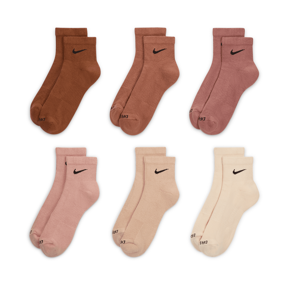 Strumpor Nike Everyday Plus Cushioned Ankle Socks 6 Pairs Beige | SX6899-904, 0