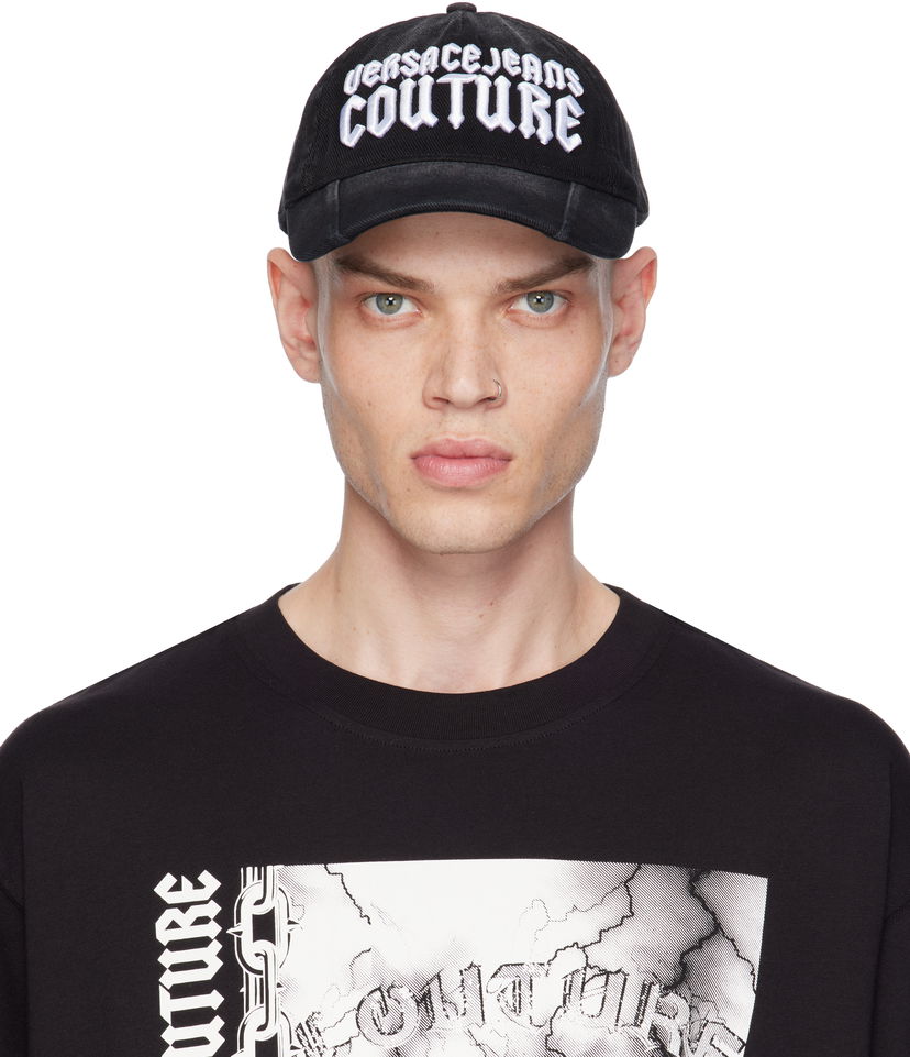 Keps Versace Gothic Embroidered Logo Cap Svart | E77GAZK56_EZG298