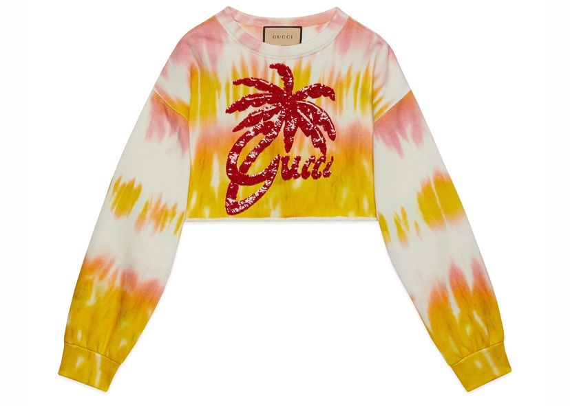 T-shirt Gucci Tie Dye Cotton Jersey Yello Pink White Gul | 708510 XJEQ9 7534
