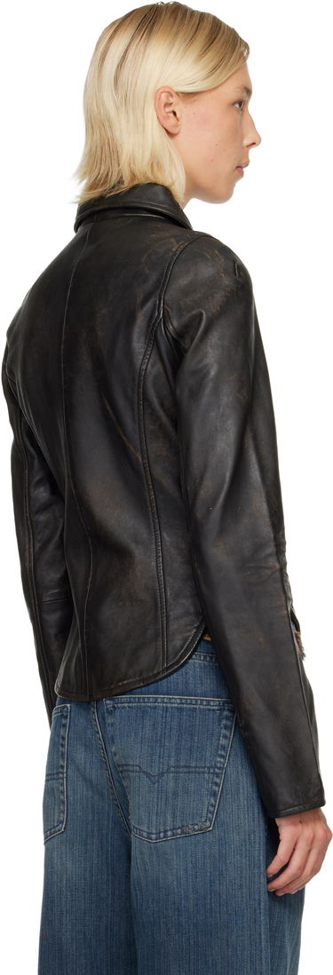 Jacka Diesel L-Egrad Distressed Leather Jacket Svart | A19596 0ILBS, 2