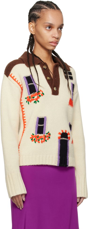 Sweater JW Anderson JW Anderson House Intarsia Polo Sweater Röd | KW1405-YN0413, 4